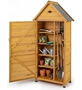 COSTWAY Armoire de Jardin Bois, Abri de Jardin Bois Extérieure avec Porte Verrouillable, Plancher...
