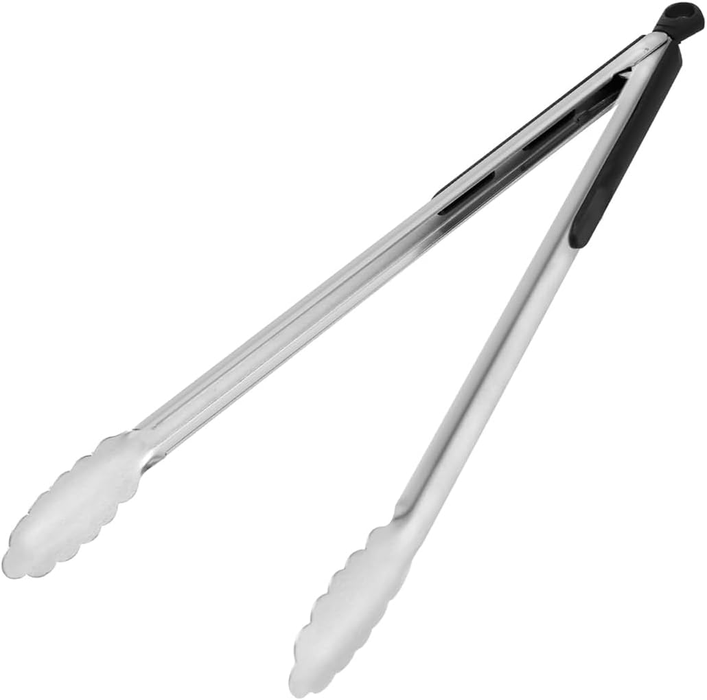 Amig - Pince à barbecue Fireplus - Accessoire de cuisine pour barbecue - Acier inoxydable - Avec poignée en caoutchouc antidérapante - Résistant à la chaleur - 34,5 cm