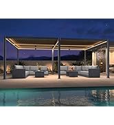 PURPLE LEAF Pergola Bioclimatique 4 x 6 m en Aluminium, Tonnelle de Jardin Exterieur Imperméable ...