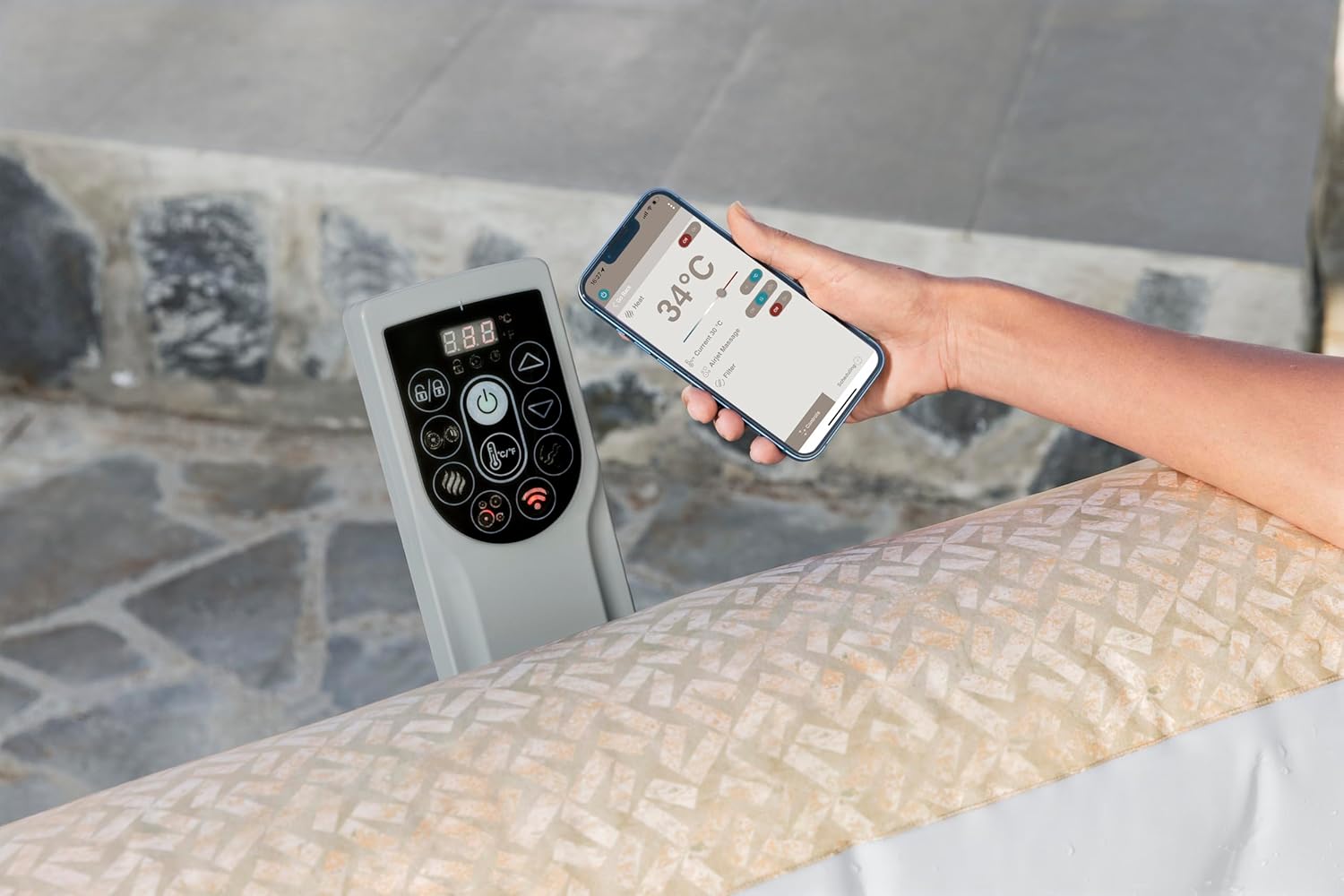 Bestway - Rome MaxHold EnergySense UltraFit - 2.01x2.01x0.71m - spa carré 7 places Sable Marbre Smart AirJet - 79