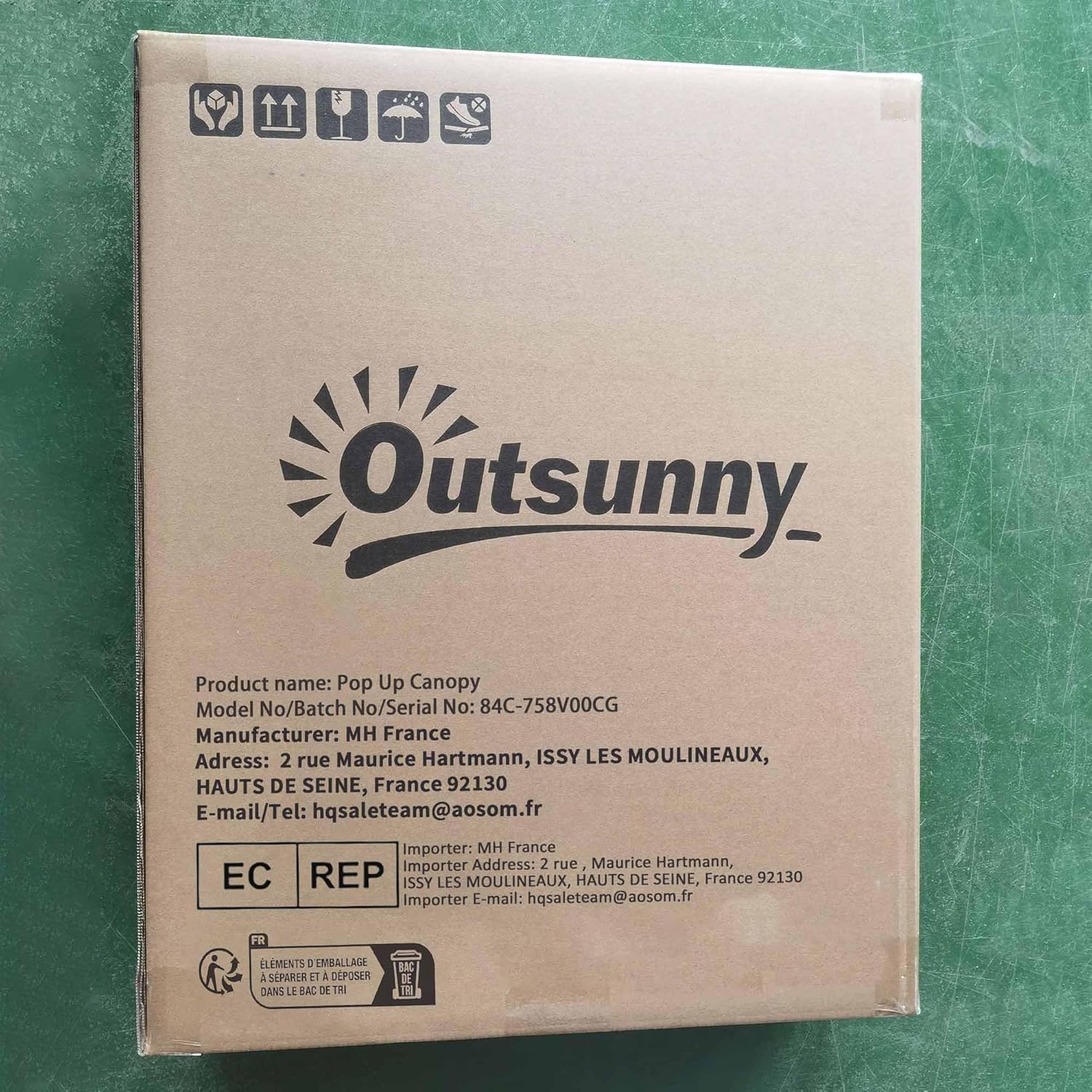 Outsunny - tonnelle pliante série jardin - 3x3m - parois latérales, UV 50+, hauteur réglable, fenêtre et porte