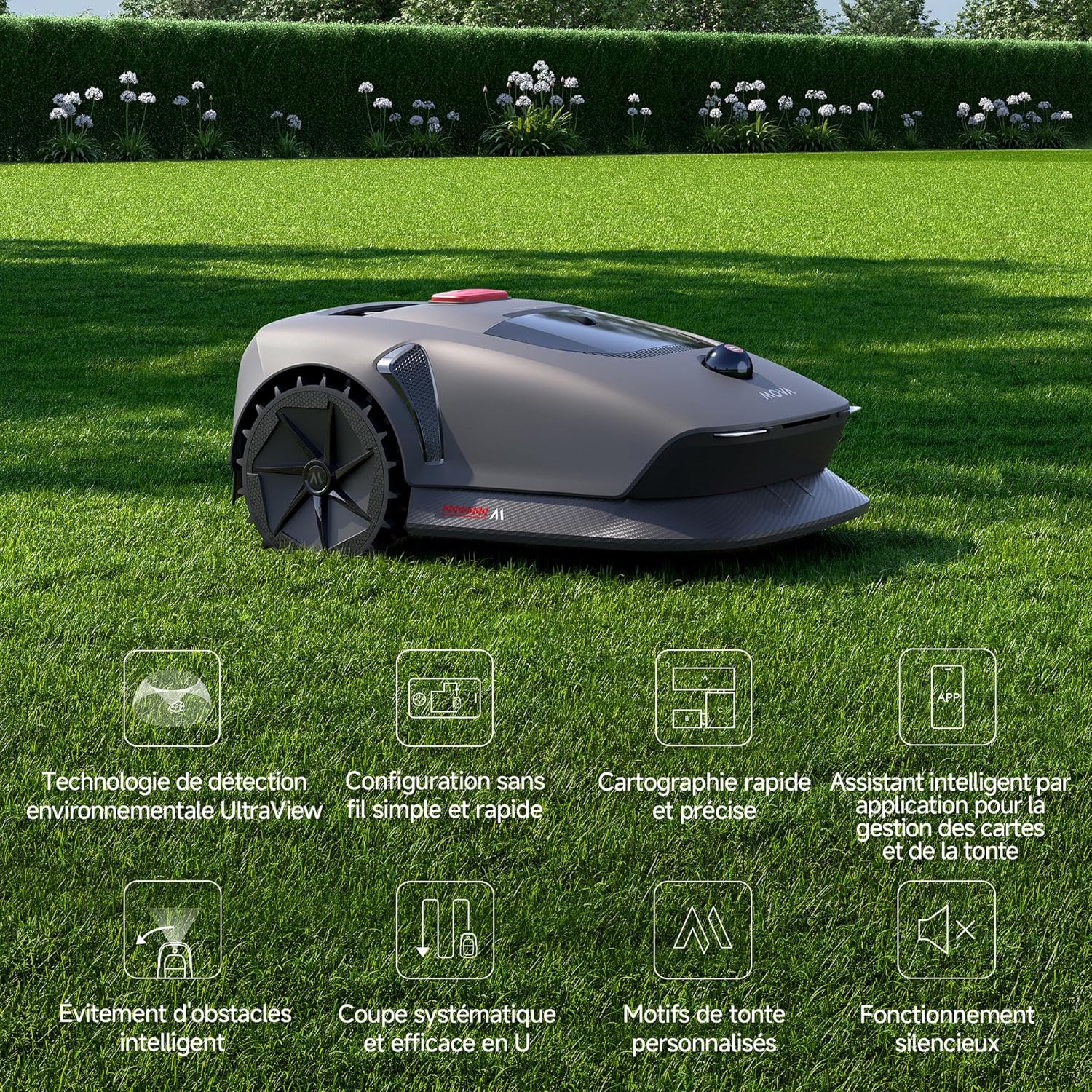 Robot tondeuse - MOVA 600 Kit - 800 m² - LiDAR 3D, 81 lames, contrôle app MOVA600
