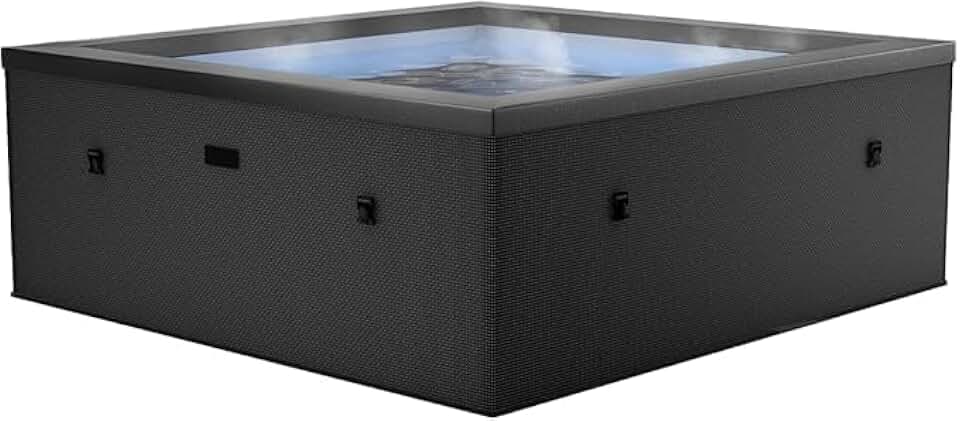 N NETSPA - Spa - Celestia - Semi-Rigide Carré 6 Places – Construction Portable en Mousse, Chauffage intégré et Couverture économe en énergie – Volume 1100l - Ø180xH70cm - Charcoal Black