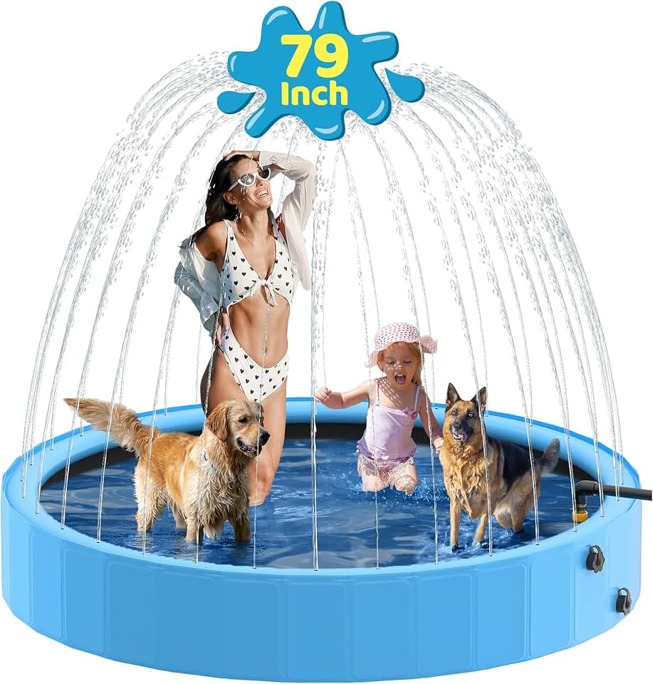 Raxurt - Piscine Chien Série Sprinkler - 200cm PVC antidérapant jet d’eau