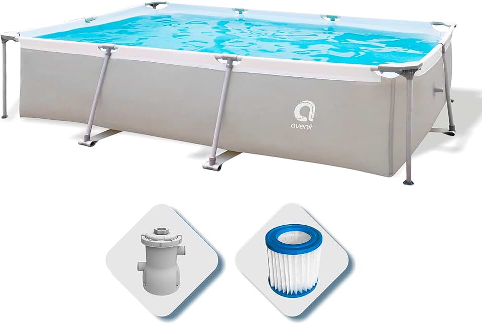 Avenli - Piscine rectangulaire structurelle - gris - montage facile