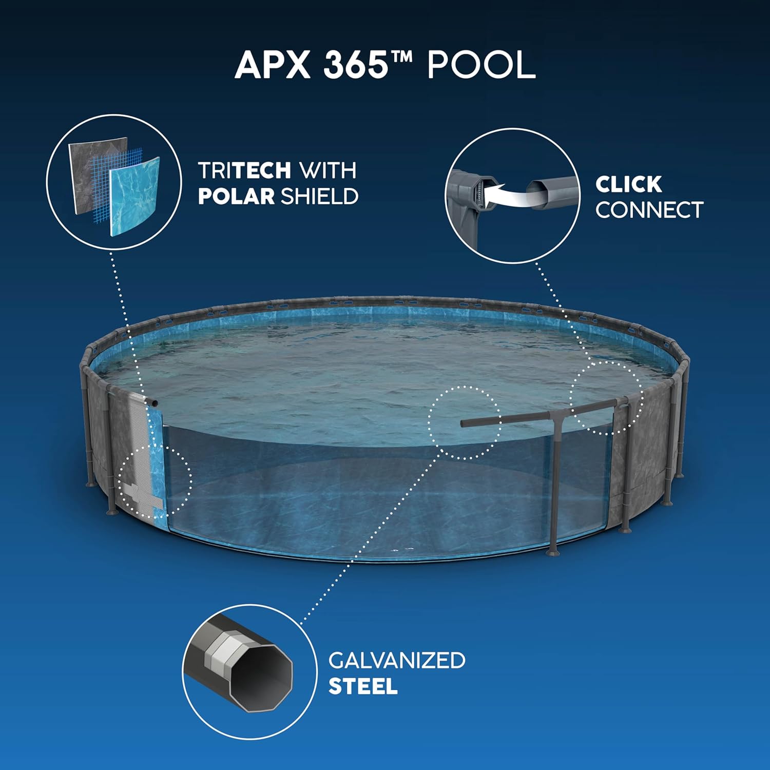 Bestway - Kit Piscine Hors Sol APX - ronde - 610x610x132 cm - gris foncé