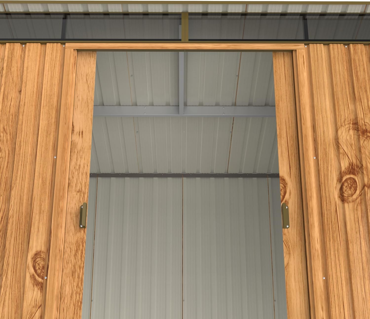 Duramax TOP Pent Roof Skylight 8 x 6 (4.37 m²) Abri de jardin en métal, fabriqué en acier galvanisé, structure de toit renforcée, lucarne intégrée pour la lumière du soleil, Grain de bois