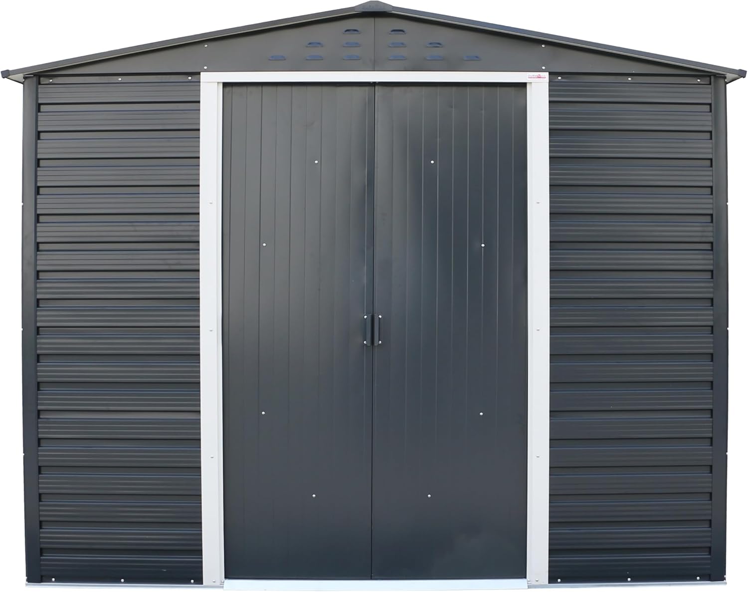 Duramax Alpine 8 x 6 (4,79 m²) Abri de Jardin en métal avec Base en métal, Acier galvanisé à Chaud, Structure de Toit renforcée, Abri de Jardin sans Entretien et résistant aux intempéries, Anthracite
