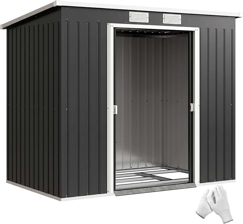 Outsunny - abri de jardin acier 2,77 m², 213x130x172 cm, portes verrouillables, fondation