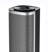 avec grille métallique perforée recouvrant la majeure partie du boîtier. Partie supérieure et base noires avec partie centrale argentée. Design élégant et moderne pour le son de la pièce.