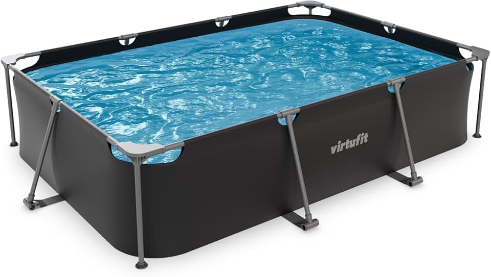 VirtuFit Piscine rectangulaire 300 x 210 x 66 cm anthracite – Compacte – Cadre stable – Idéale pour le jardin – Montage rapide
