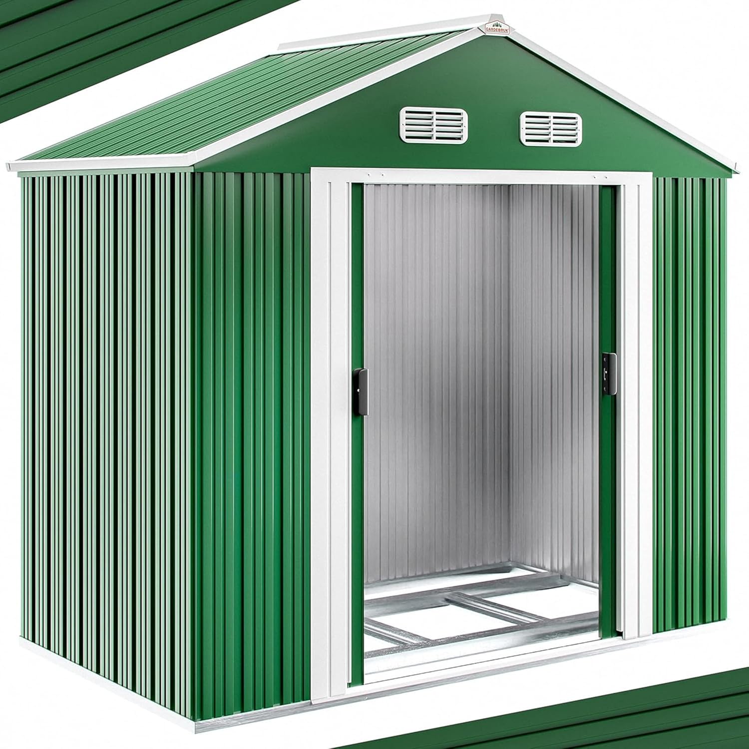 GARDEBRUK - Abri de Jardin XL 2m², 200x135x190cm, porte coulissante, vert