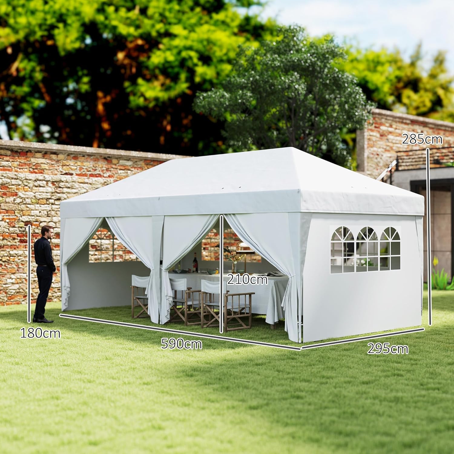 Outsunny - Tonnelle pliante série jardin 3x6m, 6 parois, sac inclus