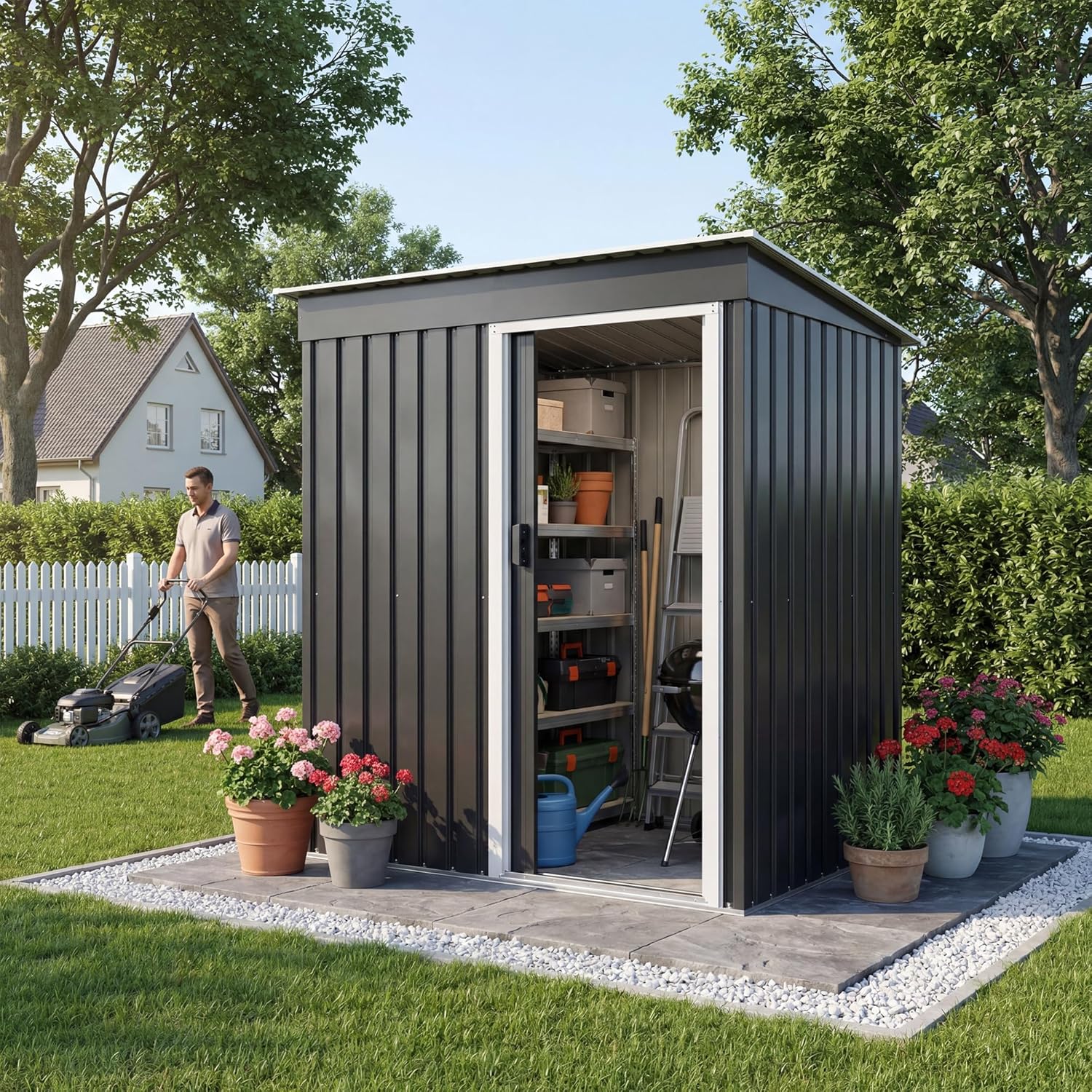 Devoko - abri de jardin métal - 5x3 ft - ventilé, résistant, extérieur