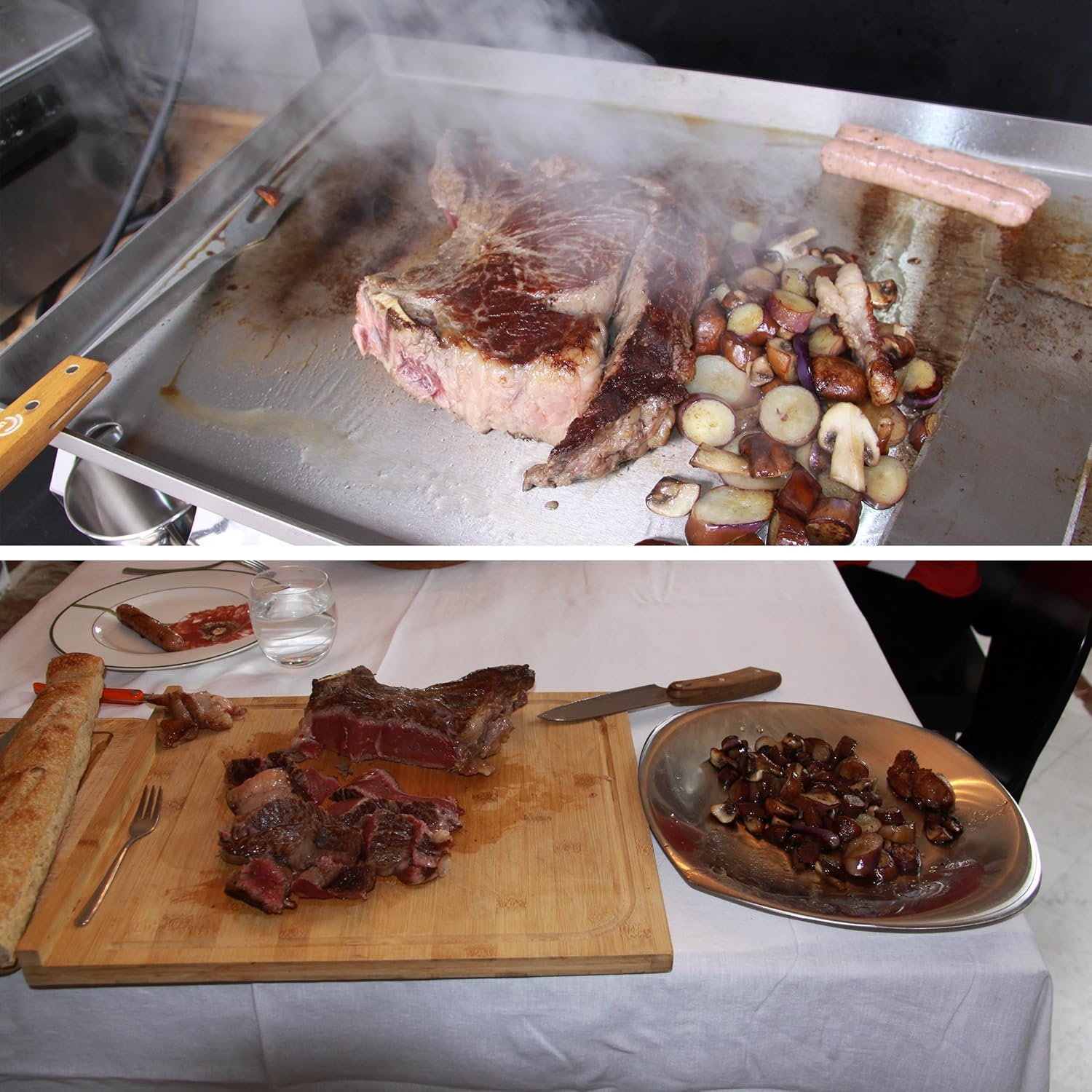 Little Balance - Plancha électrique 2 zones inox 3000W, 60x40cm - 8679