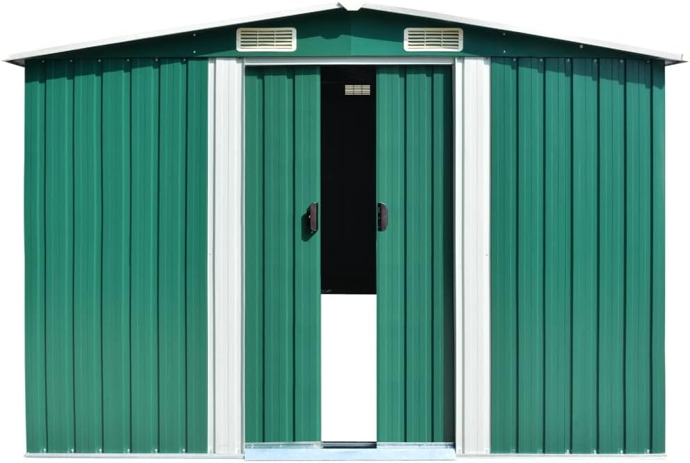 vidaXL Abri de jardin structure extérieure terrasse balcon pelouse cour garage auvent construction outil stockage hangar maison métal vert