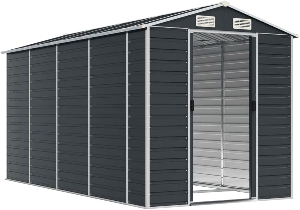 vidaXL - Abri de jardin anthracite 191x385x198 cm acier galvanisé