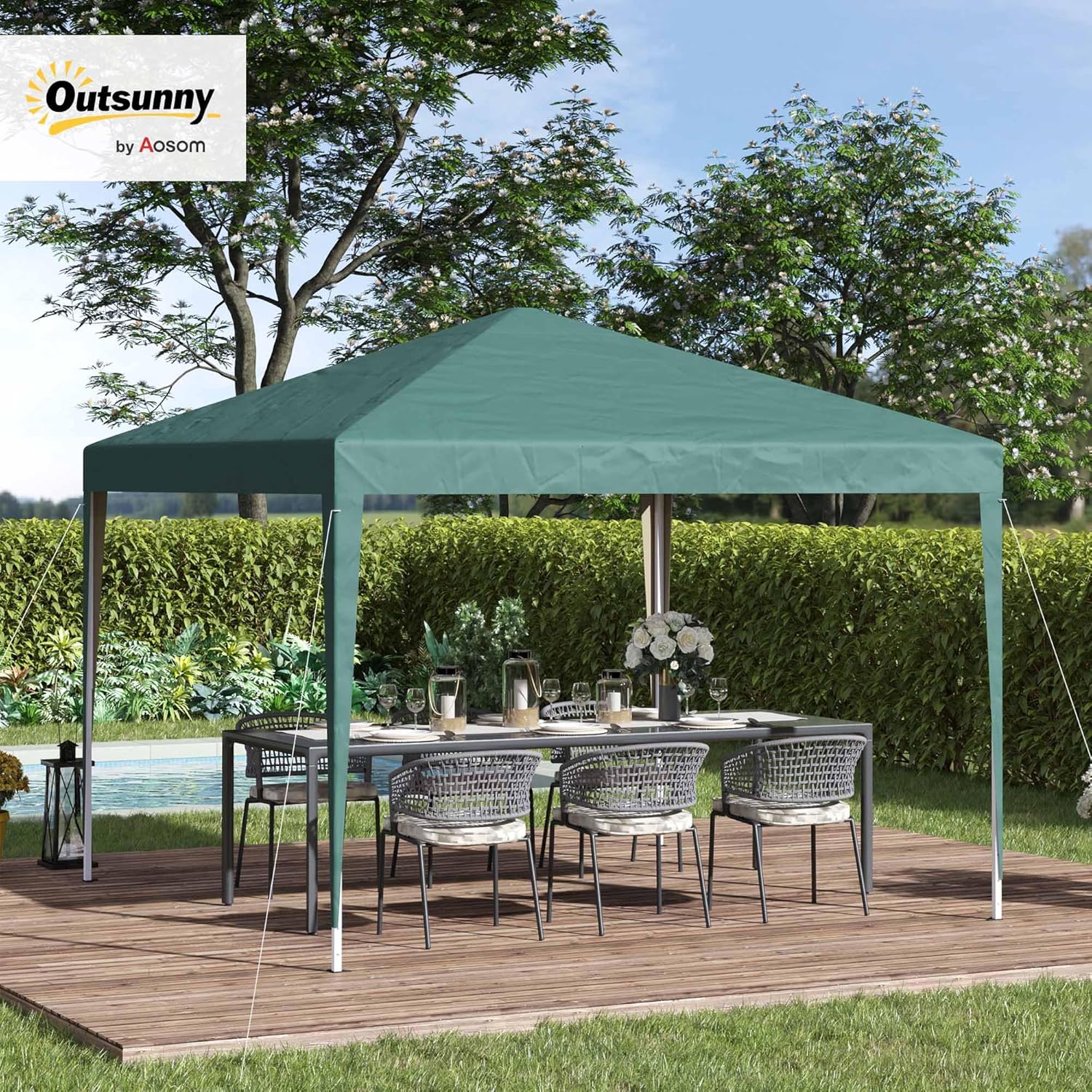 Outsunny - tonnelle pliante 3x3m - anti-UV, sac de transport, acier, vert