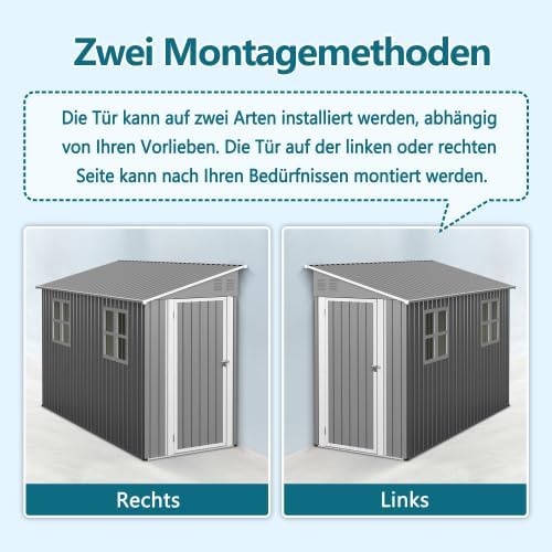 Abri de jardin en métal - 4x10 pieds/1,2x3 m - verrouillable, fenêtres, résistant intempéries