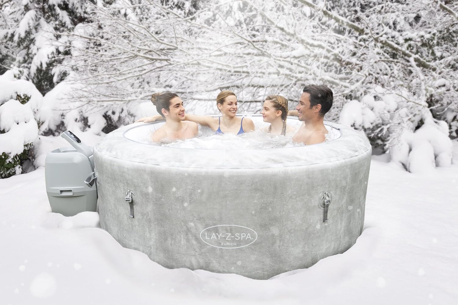 Bestway - Lay-Z-Spa Zurich EnergySense - 180x66 cm - 2-4 pers., 120 AirJet, couverture isolante, filtration cartouche