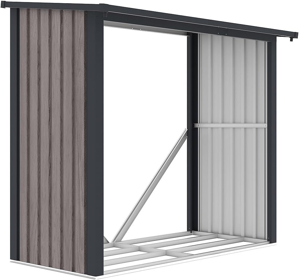 Vente-unique - Birwood abri bûches acier galvanisé 182x89x156cm - 1,98m3/2,5 stères - BIRWOOD