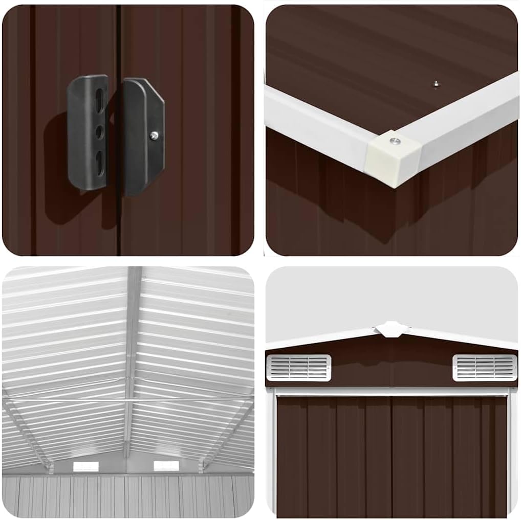 vidaXL Abri de Jardin 257x489x181 cm Métal Marron Terrasse Cabane à Outils
