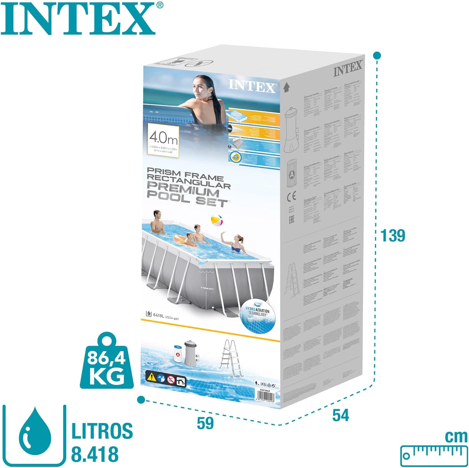 Intex - Prism Frame Rectangulaire - 4x2x1,22m - Kit piscine tubulaire