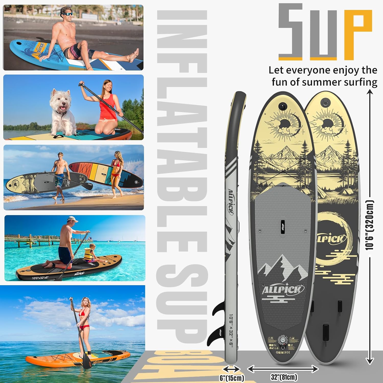 ALLPICK - Paddle gonflable 320 cm, kit complet, 200 kg, caméra, ALLPICK320