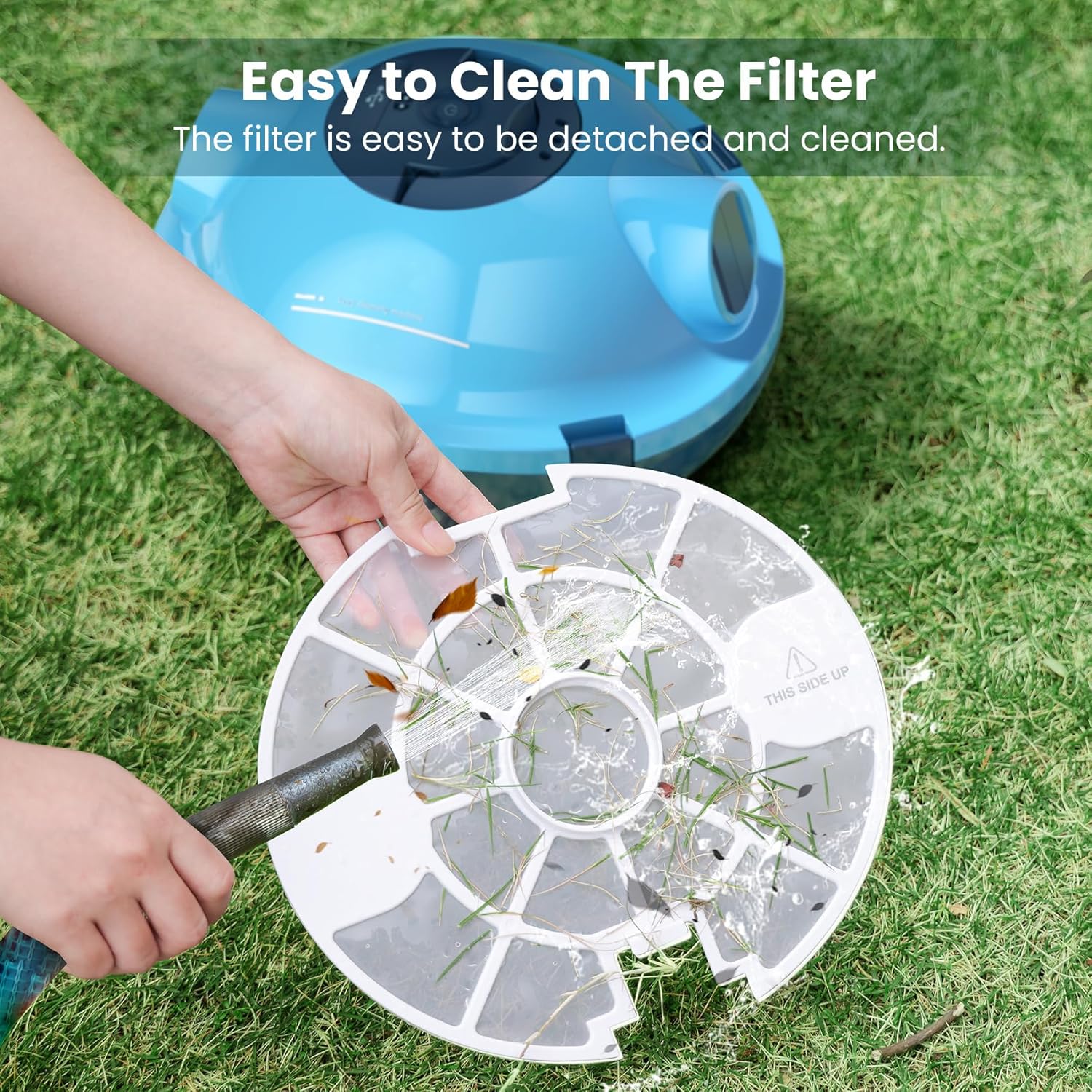 MEDOXA Robot Nettoyeur de Piscine sans Fil, aspirateur de Piscine Automatique, 120 Minutes d'autonomie, Auto-stationnement, Robot Piscine jusqu'à 100 m²（Bleu Seulement 15 en Stock）