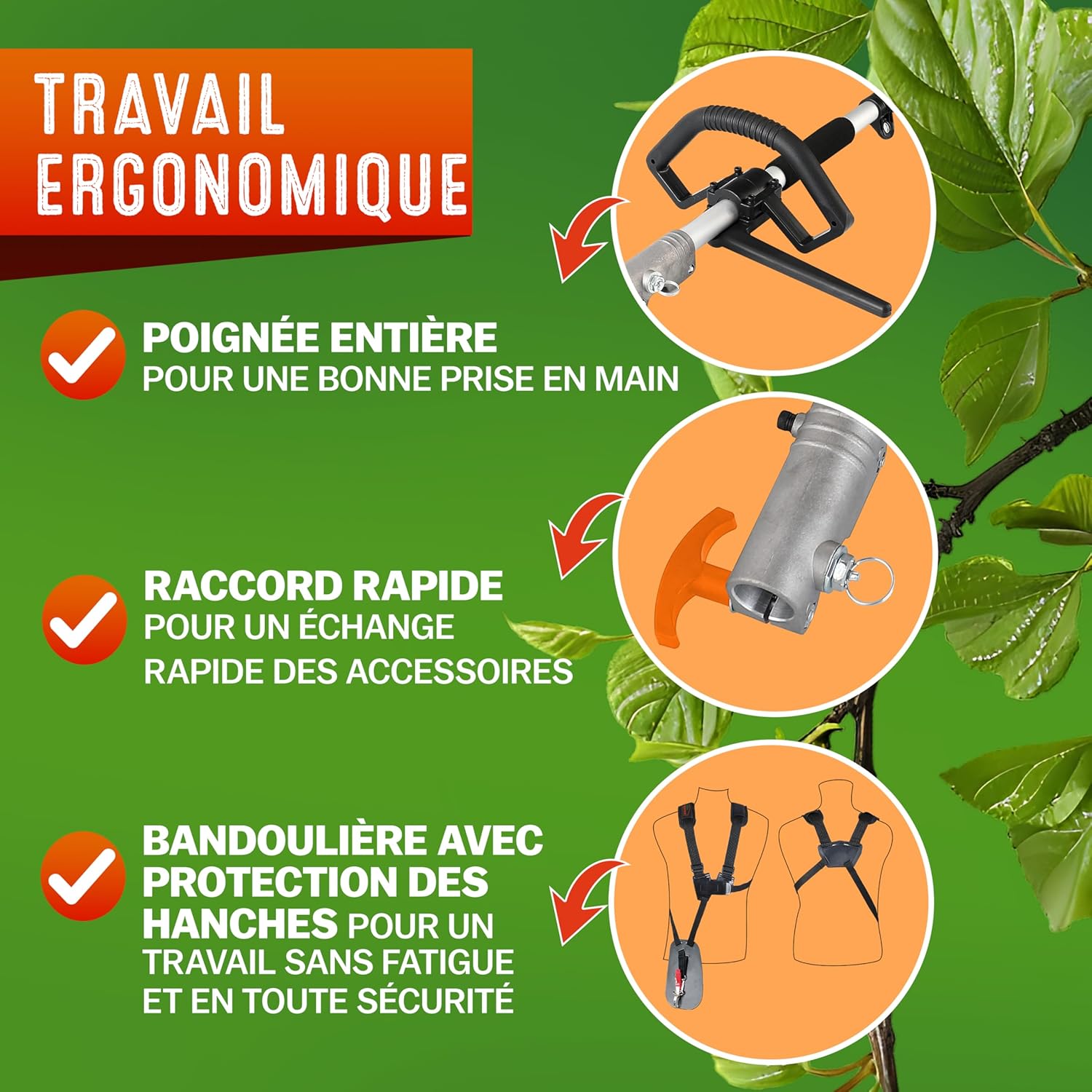 GARDEBRUK - débroussailleuse multifonction 5en1, thermique 2ch, GBMT520