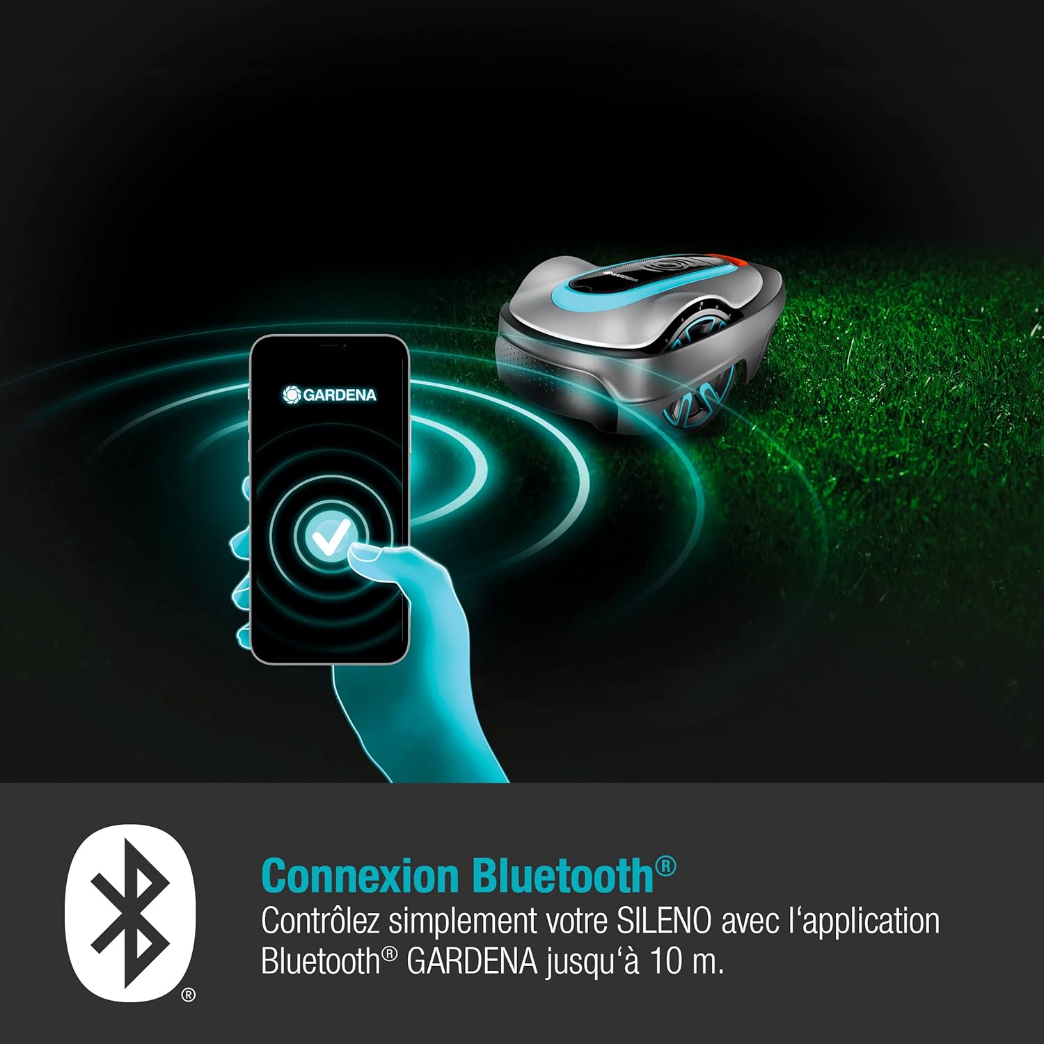 Gardena - Sileno City 250 - 250m² - Tond pluie, passages étroits, Bluetooth, silencieuse, capteur gel, automatique - 150