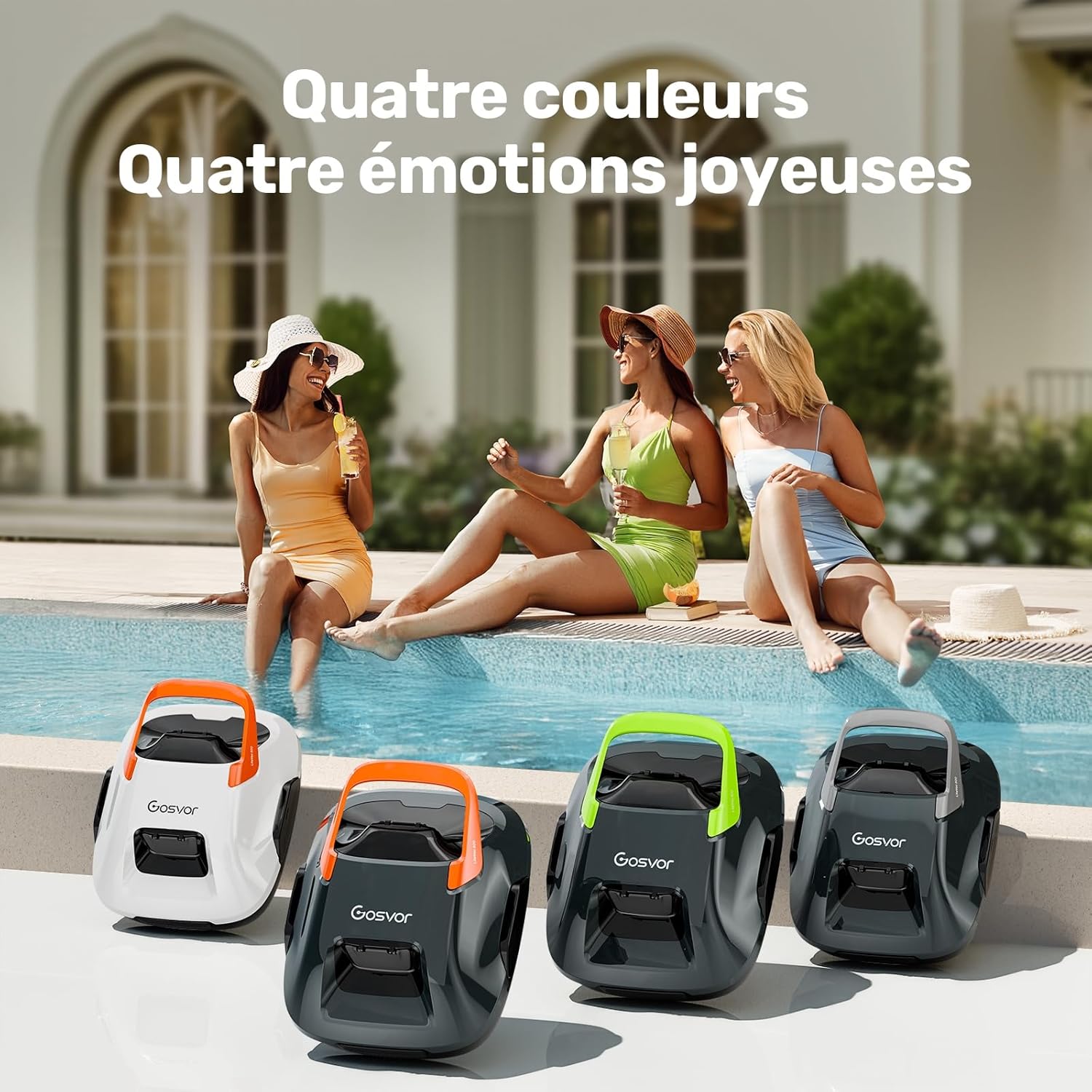 Gosvor - Robot piscine sans fil 85m² - 6600 LPH, 90min autonomie, filtre lavable