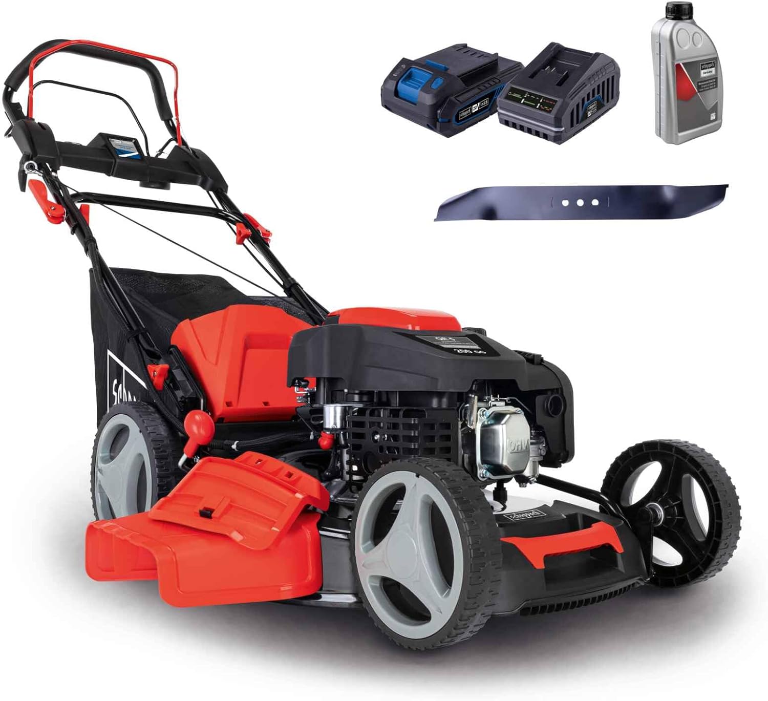 Scheppach - MS225-53E - tondeuse hybride 53cm, 224cm³, 65L, 6CV
