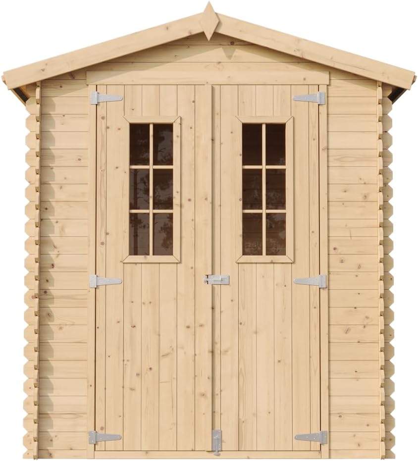 Abri de Jardin en Bois avec Sol TRAITÉ - Stockage extérieur I196xL136xH218 cm/ 1.98 m2 Petit abri à Outils, Local à vélos - TIMBELA M367C+M367G