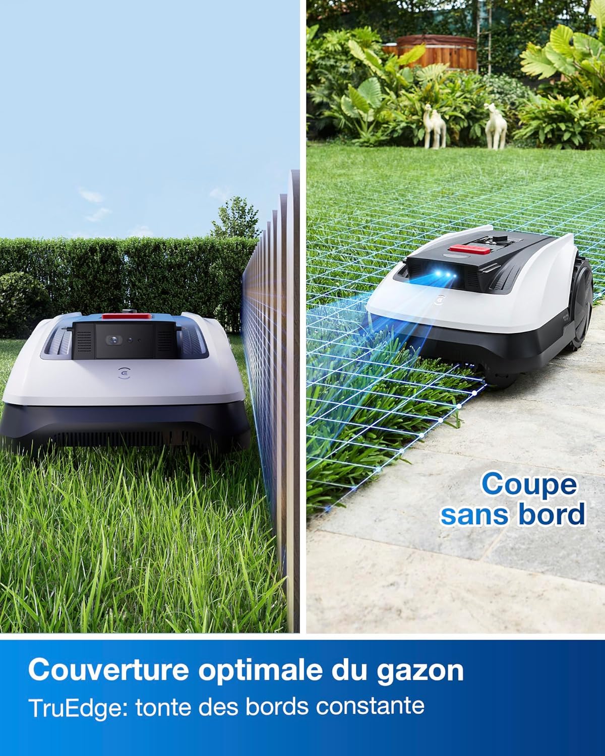 ECOVACS - robot tondeuse série O800 - 800m² - RTK+Lidar, cartographie avancée, passages 0,7m, bordures précises - Goat O