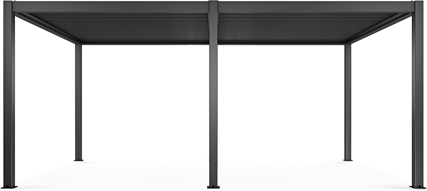 Oviala - Pergola bioclimatique autoportée - 3x6m - 4 stores gris