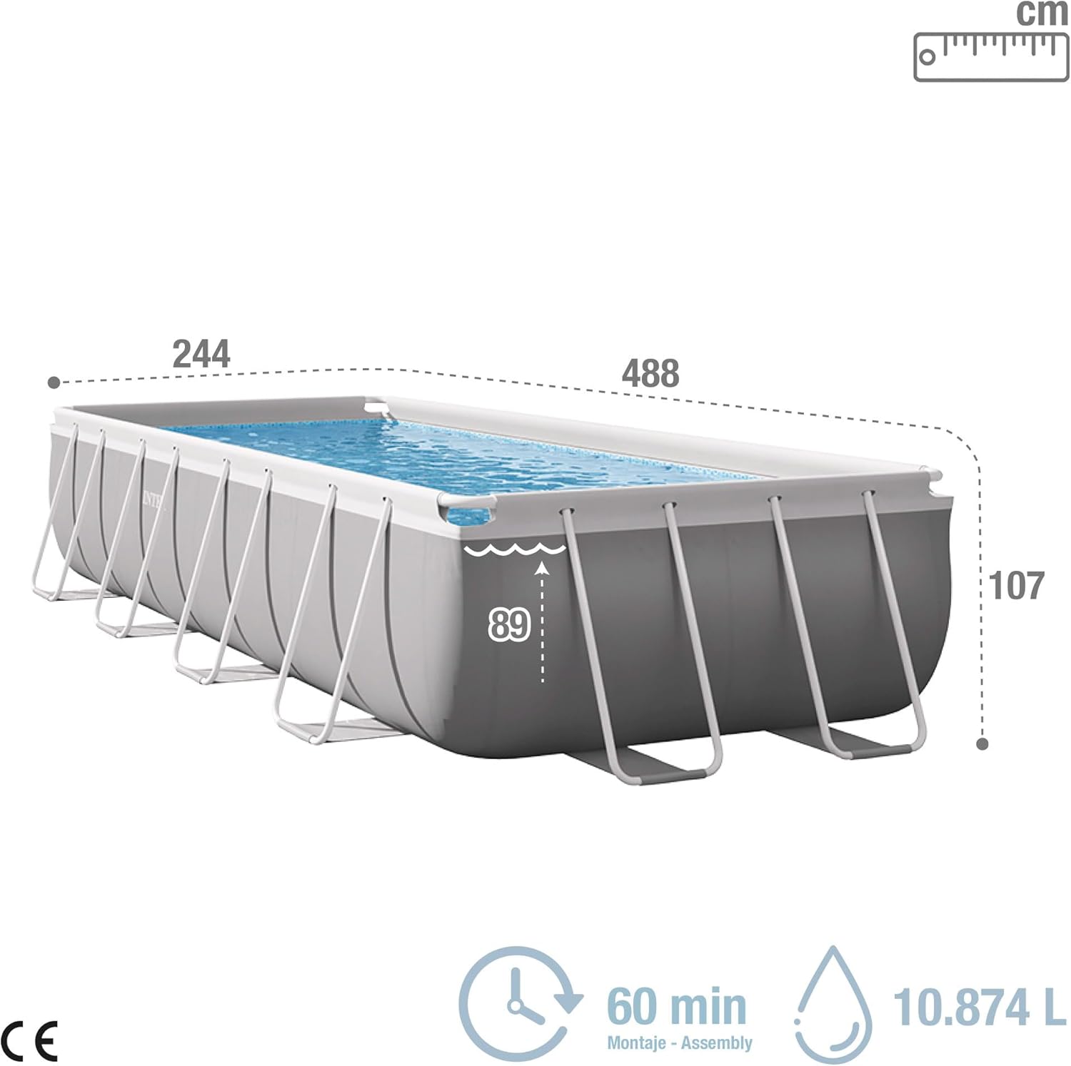 Intex kit Piscine Prism Frame rectangulaire Angulaire Tubulaire (l) 4,88 x (l) 2,44 x (h) 1,07m