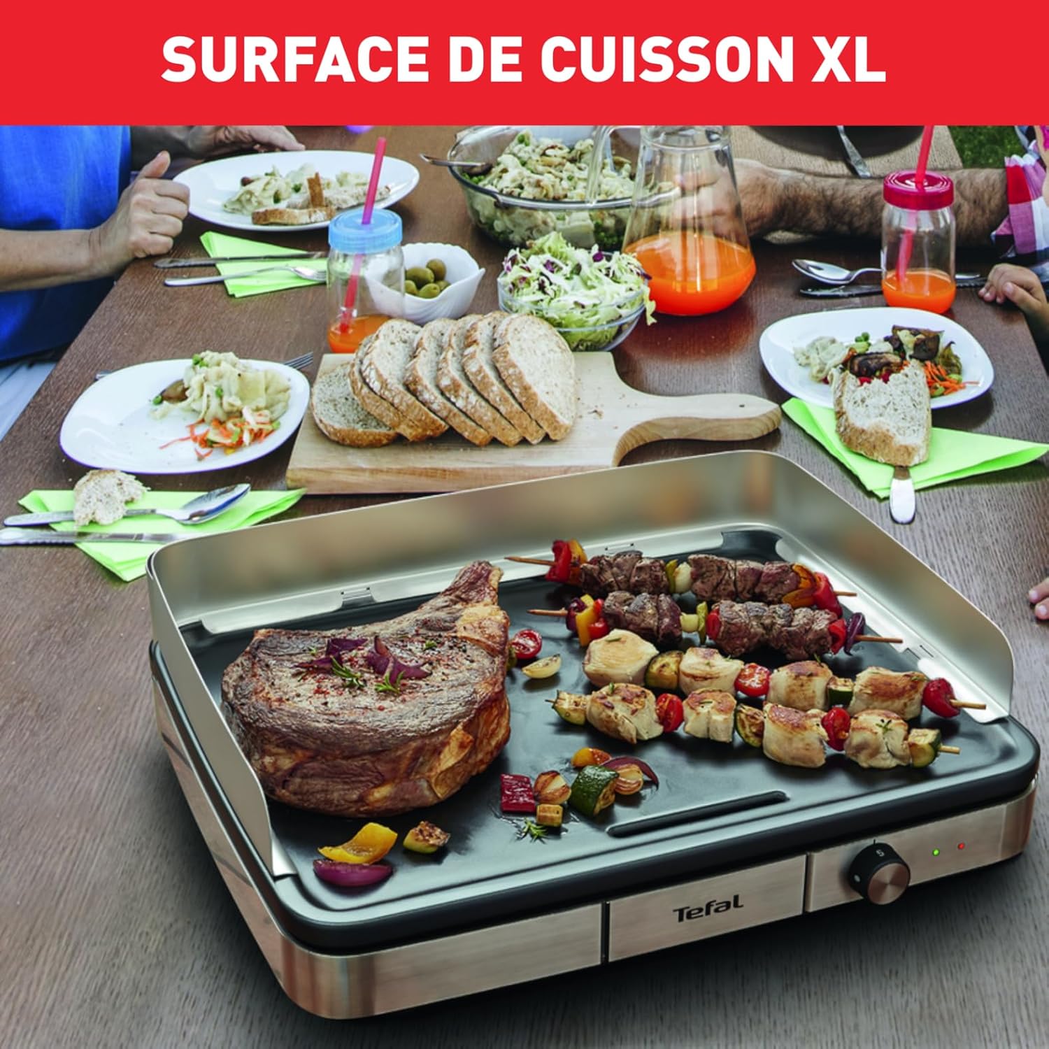 Tefal - Maxi Plancha Inox - XXL 10/12 pers. - thermostat réglable - CB690D12