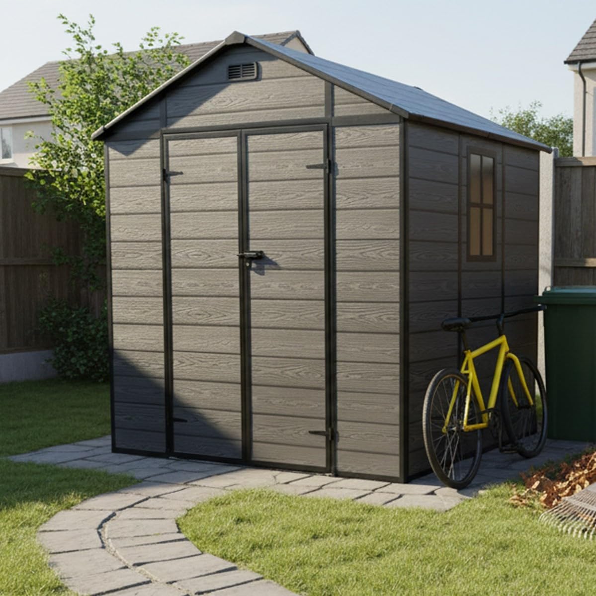 Wasabi - Aqua abri jardin résine 4,6 m², PVC, double porte, fenêtre