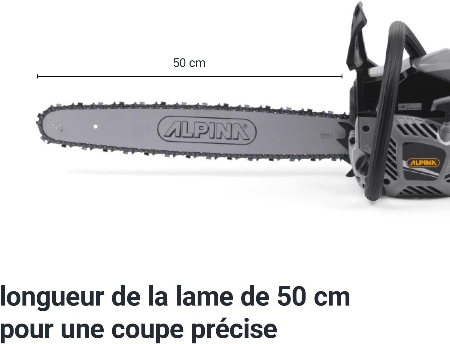 Alpina ACS 50 Tronçonneuse Thermique, 2.2 kW, 50 cm – Pompe À Huile Automatique, Système Anti-Vibration – Pour Travaux De Coupe Exigeants