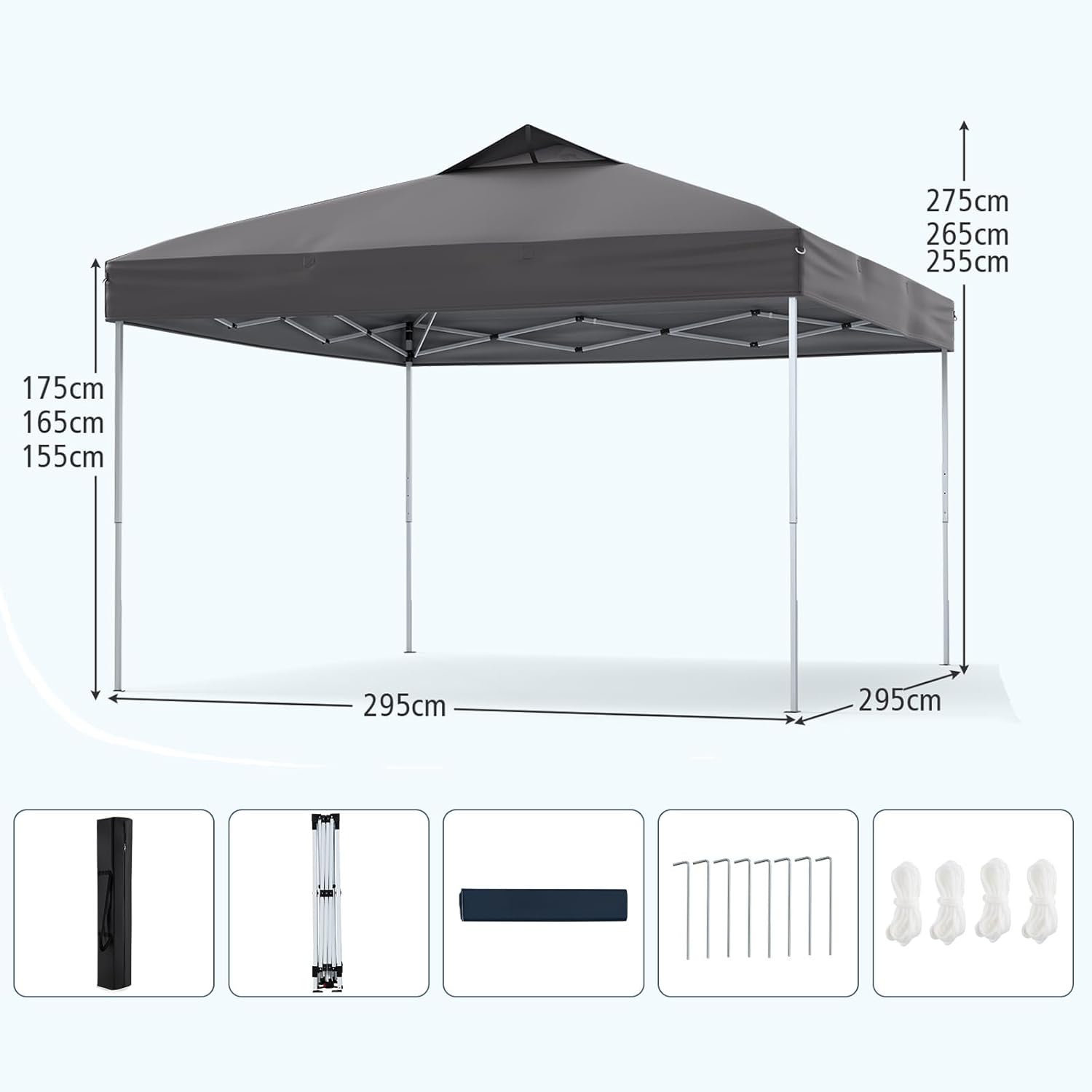 GOPLUS - Tonnelle Pliante Jardin 3x3m, toit ventilé, sac de transport, hauteur réglable