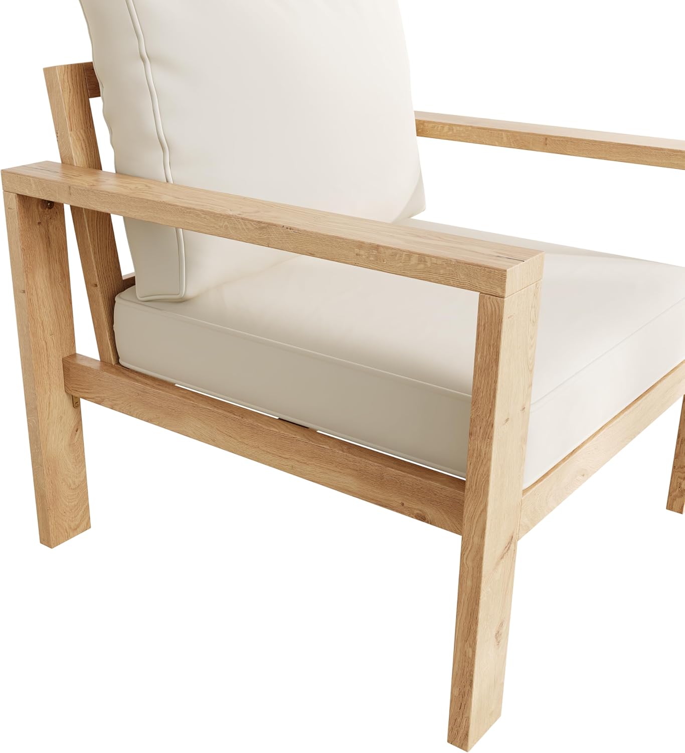 Sapgaks - salon de jardin extérieur, 6/8 pers., acacia naturel, table basse, chaises, crème