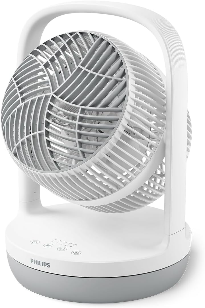 Philips Ventilateur de Table Série 2000. Puissant & Silencieux Technologie SilentWings 23 dB. Circulation de l'Air. Inclinaison réglable à 180. Minuterie 12h. Pour Maison et Bureau. Blanc (CX2050/00)