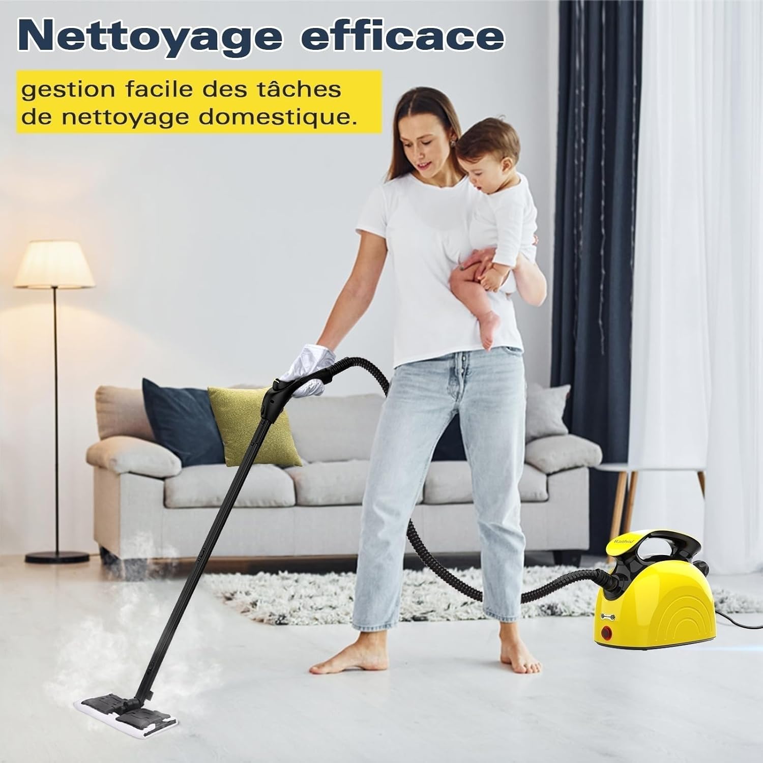 Waitbird - Nettoyeur vapeur 21 accessoires, 248°F, sols & canapés