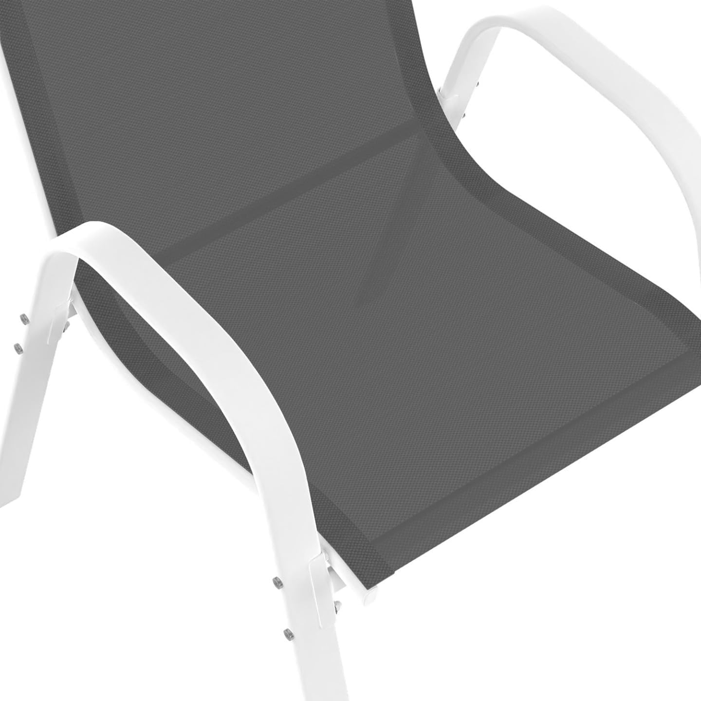 IDMarket - Madrid salon de jardin 150 cm, 6 chaises empilables, blanc/gris