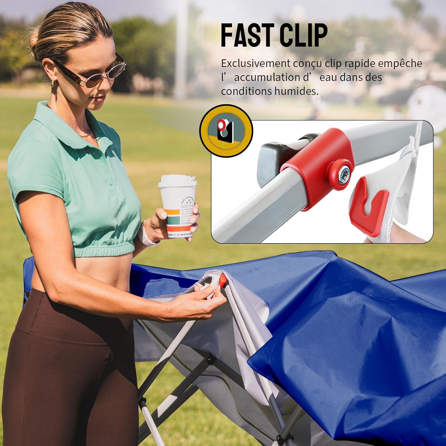 CROWN SHADES - tonnelle pliante 3x3m - imperméable, UPF 50+, 4 parois amovibles