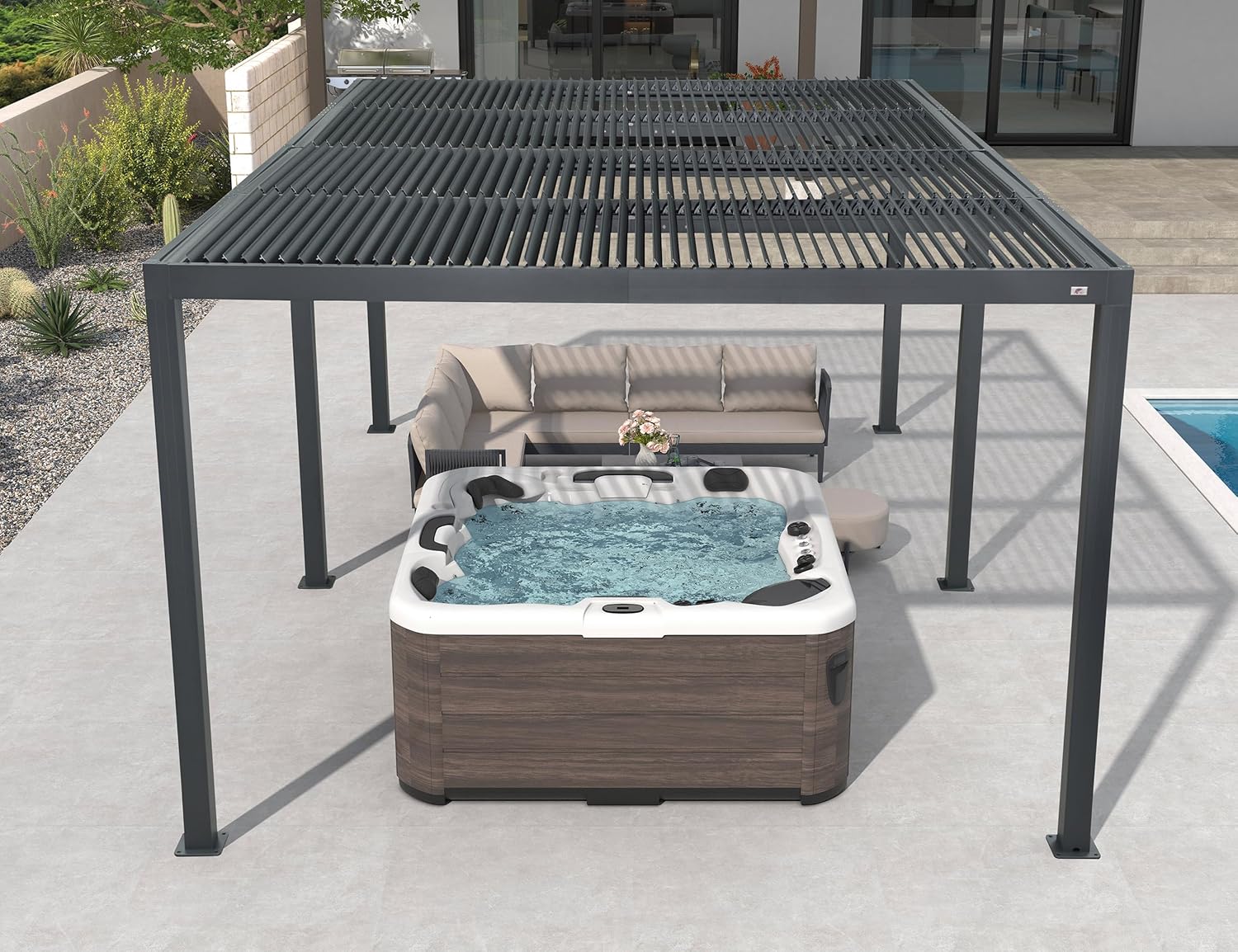 PURPLE LEAF - Pergola bioclimatique - 6x3,68m - aluminium lames orientables