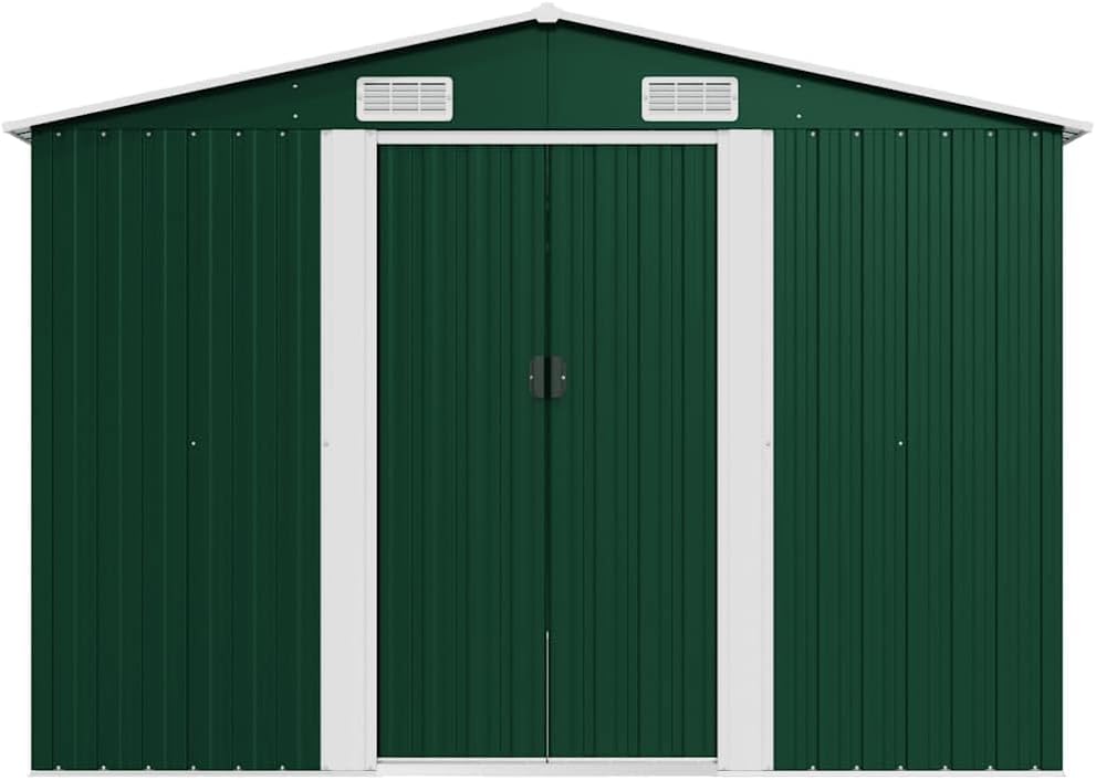 vidaXL - Abri de jardin métal vert - 257x489x181 cm - terrasse, outils