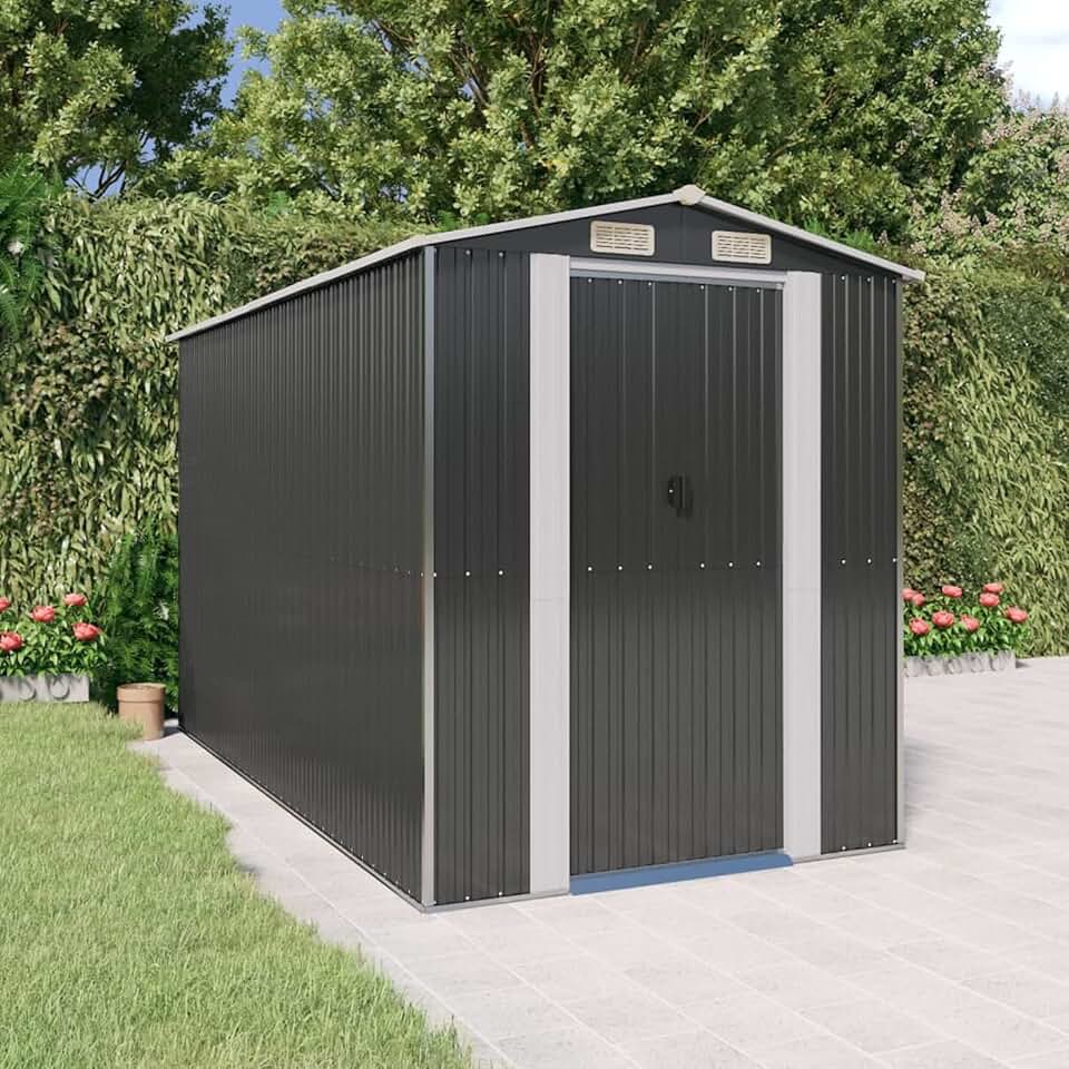 LAPOOH Abri de Jardin Anthracite 192x357x223 cm Acier galvanisé,Abris de Jardin,Abri de Stockage pour Jardin,Abri d'outils de Jardin