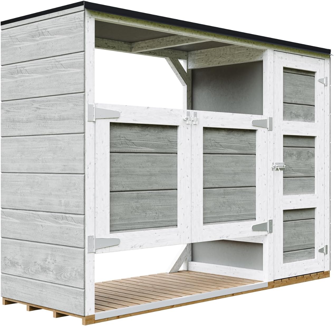 Abri de Jardin pour poubelles, Cache Poubelle extérieur 2x240L – Coffre de Rangement Exterieur, Armoire de Jardin, cabane de Jardin Exterieur – Timbela M981A-TUNDRA Grey